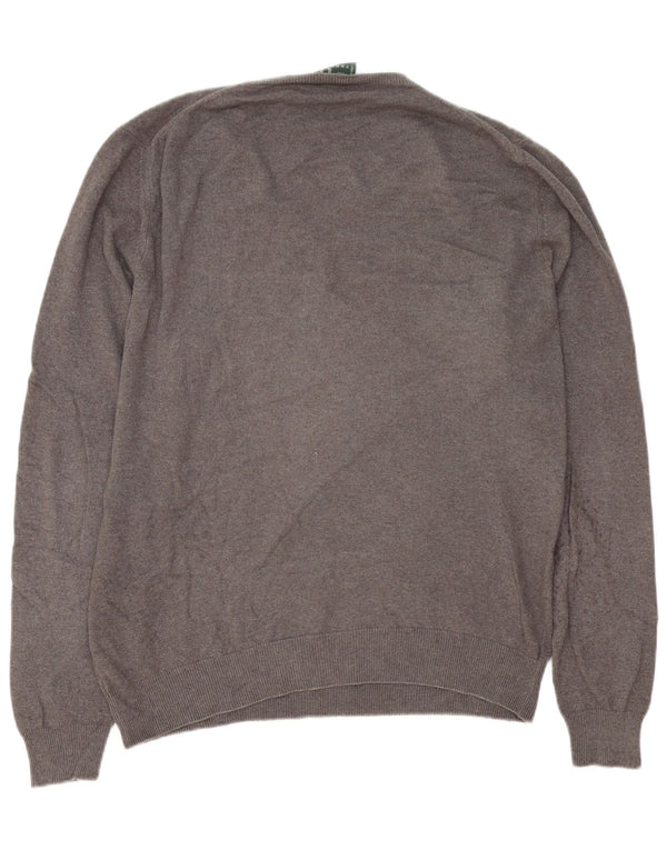 Męski sweter Fred Perry z dekoltem w kształcie litery V, XL, szara wełna