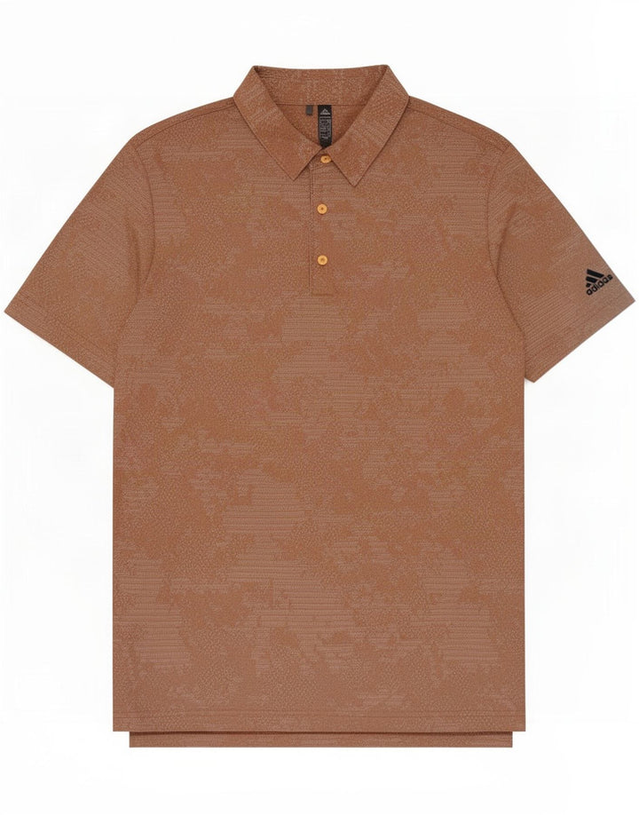 Męska koszulka polo Adidas, duża, brązowa, geometryczna, z poliestru