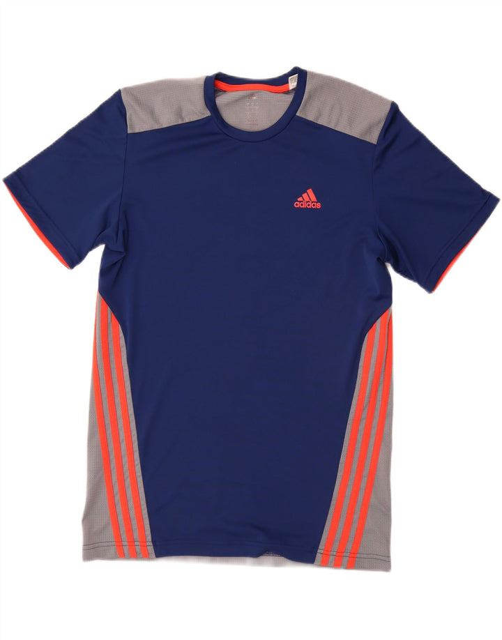 ADIDAS Mens Climacool T-Shirt Top Medium Navy Blue Colourblock Polyester