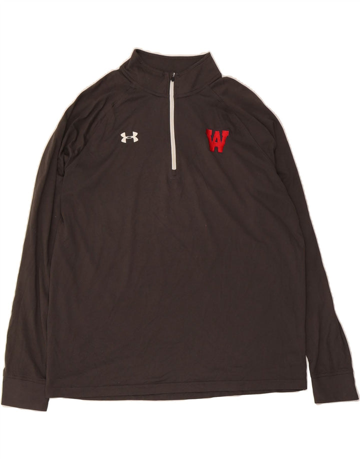 UNDER ARMOUR Mens Zip Neck Pullover Tracksuit Top XL Brown Polyester Vintage Under Armour and Second-Hand Under Armour from Messina Hembry 