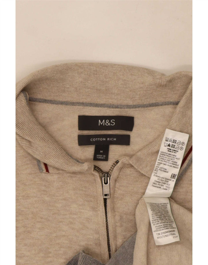 Marks & Spencer Męski sweter polo w kolorze średniobeżowym