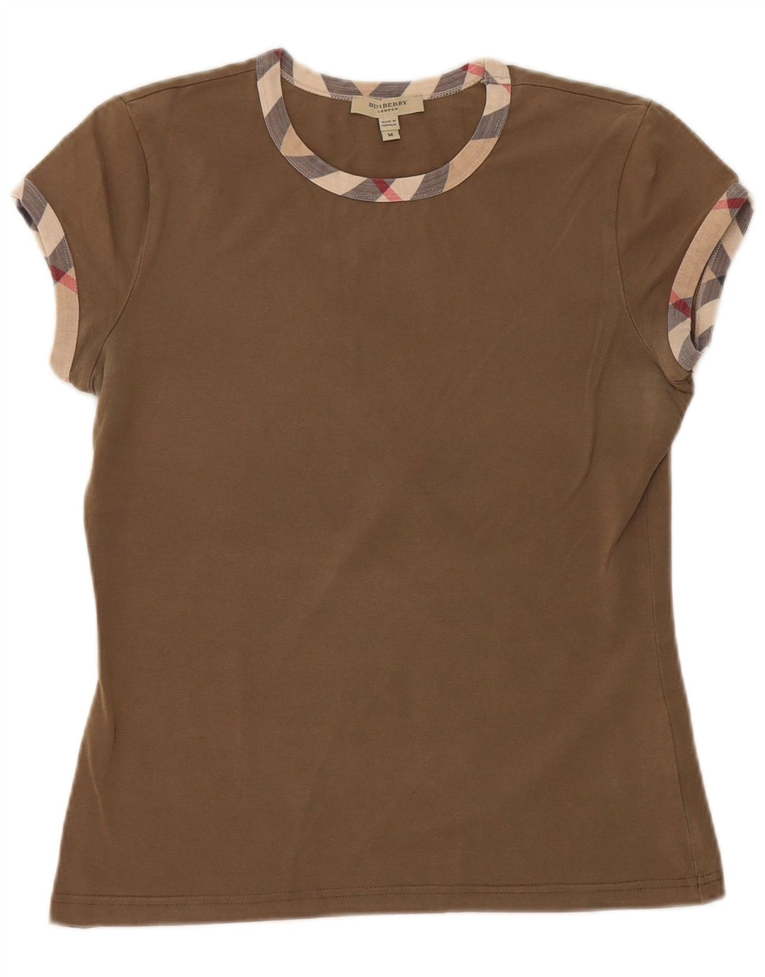 T-shirt damski BURBERRY Top UK 12, średnia bawełna khaki