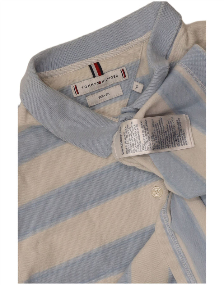 Damska koszulka polo TOMMY HILFIGER slim fit UK 6 XS, bawełniana w niebieskie paski