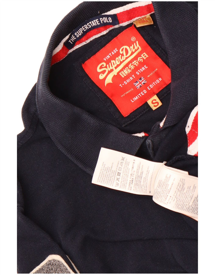 Męska koszulka polo Superdry z grafiką, mała, granatowa, bawełniana