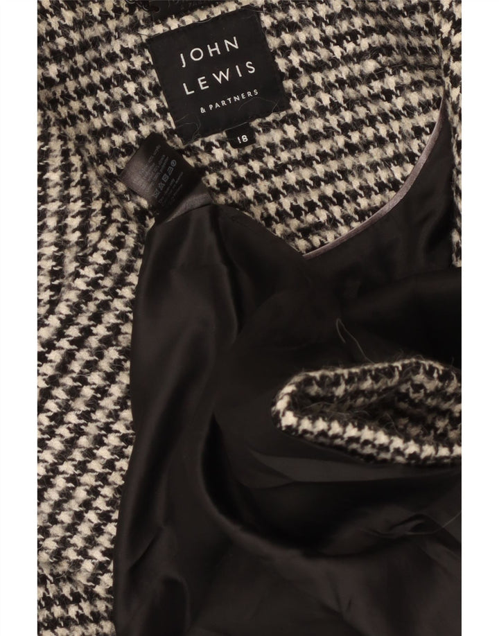 Damski płaszcz oversize z podwójnymi piersiami John Lewis UK 18 XL, czarny w pepitkę
