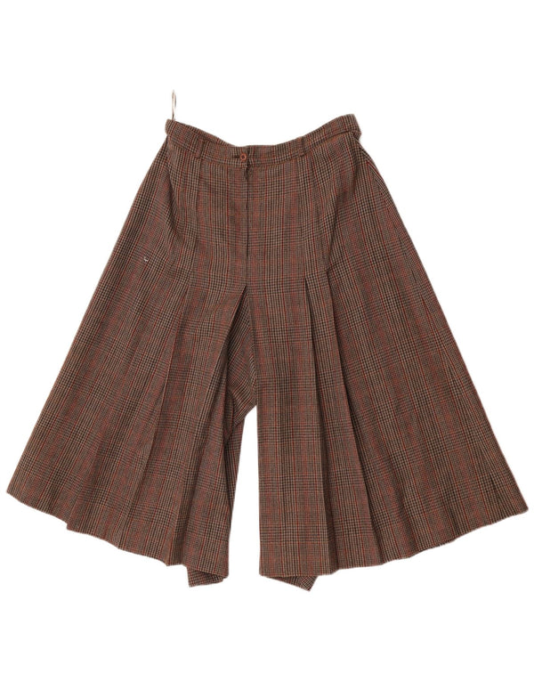 Vintage damskie spodnie Capri z wysokim stanem IT 40 Small W28 L18 brązowa kratka