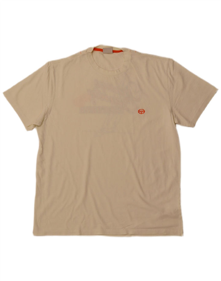 SERGIO TACCHINI Męski T-shirt z grafiką Top XL w kolorze złamanej bieli, bawełniany