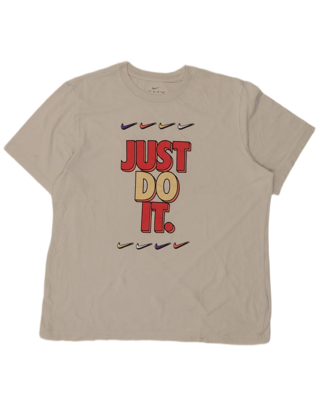 Męski T-shirt z grafiką NIKE, duży, bawełniany w kolorze złamanej bieli