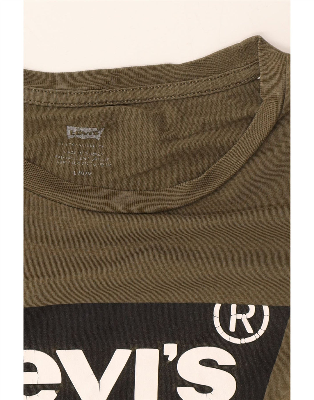 LEVI'S Mens Graphic T-Shirt Top Large Khaki Cotton