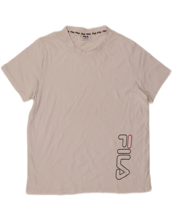 Męski T-shirt z grafiką Fila, duży, biały, bawełniany
