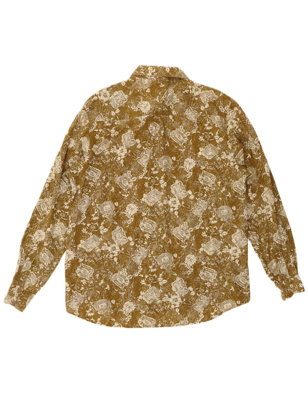 Vintage Mens Shirt Large Green Floral