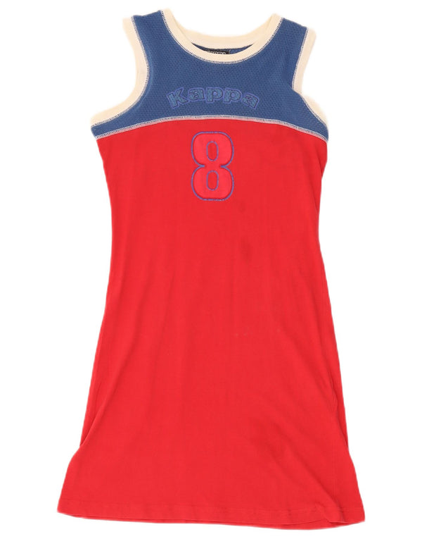 Kappa Womens Graphic Sleeveless T-Shirt Dress UK 8 Small Red Colourblock