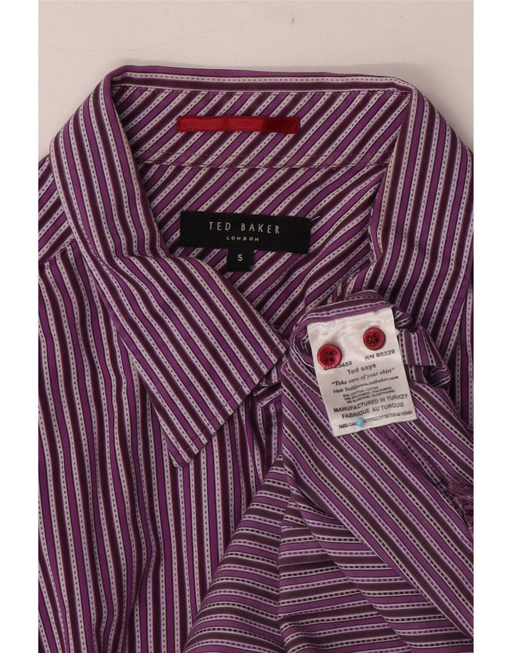 Koszula męska Ted Baker, rozmiar 5 XL, fioletowa, bawełniana w prążki