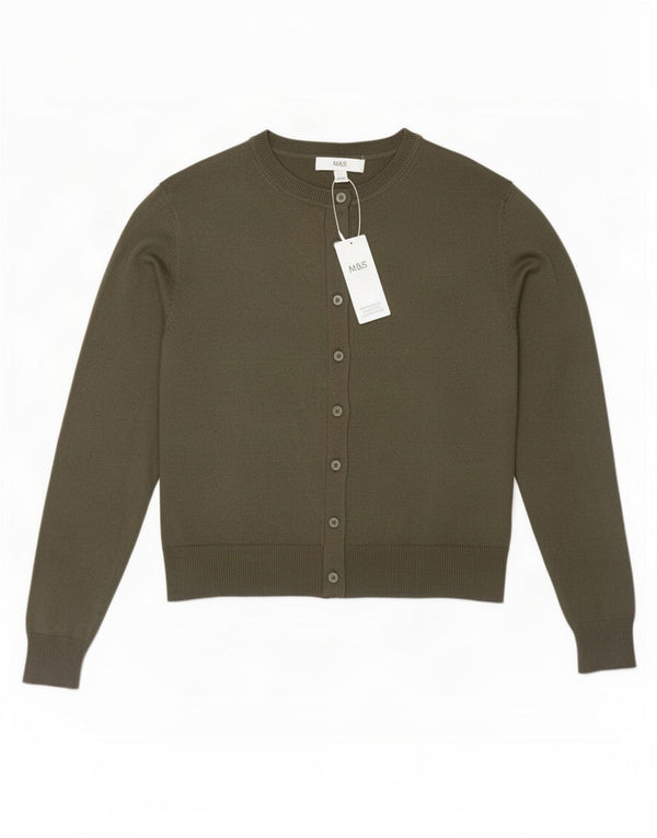 Marks & Spencer Krótki sweter damski, UK 12, średni khaki, wiskoza