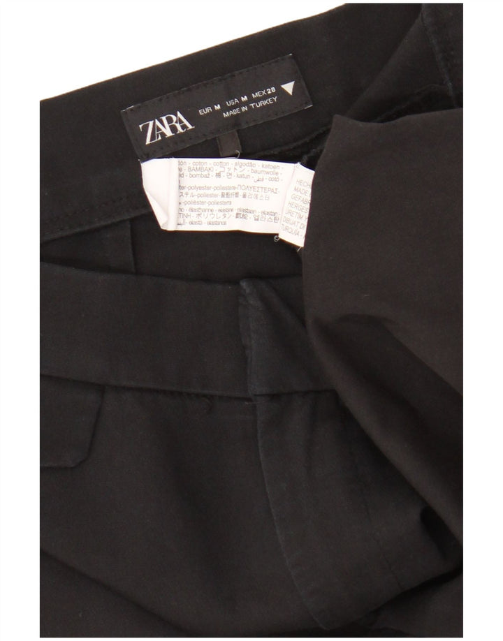 Krótkie spodnie damskie Zara Bootcut, średnie W28 L25, czarne, bawełniane