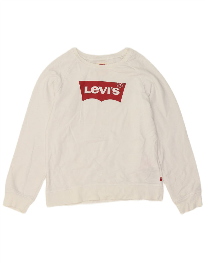 LEVI'S Boys Graphic Sweatshirt Jumper 15-16 Years White Cotton