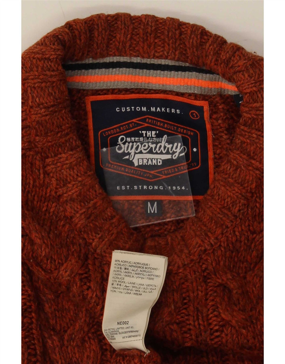 Męski sweter Superdry z okrągłym dekoltem Średni brązowy akryl z plamkami