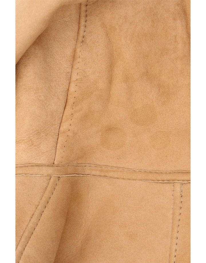 Vintage damska kurtka Shearling z kapturem UK 12 średni beż