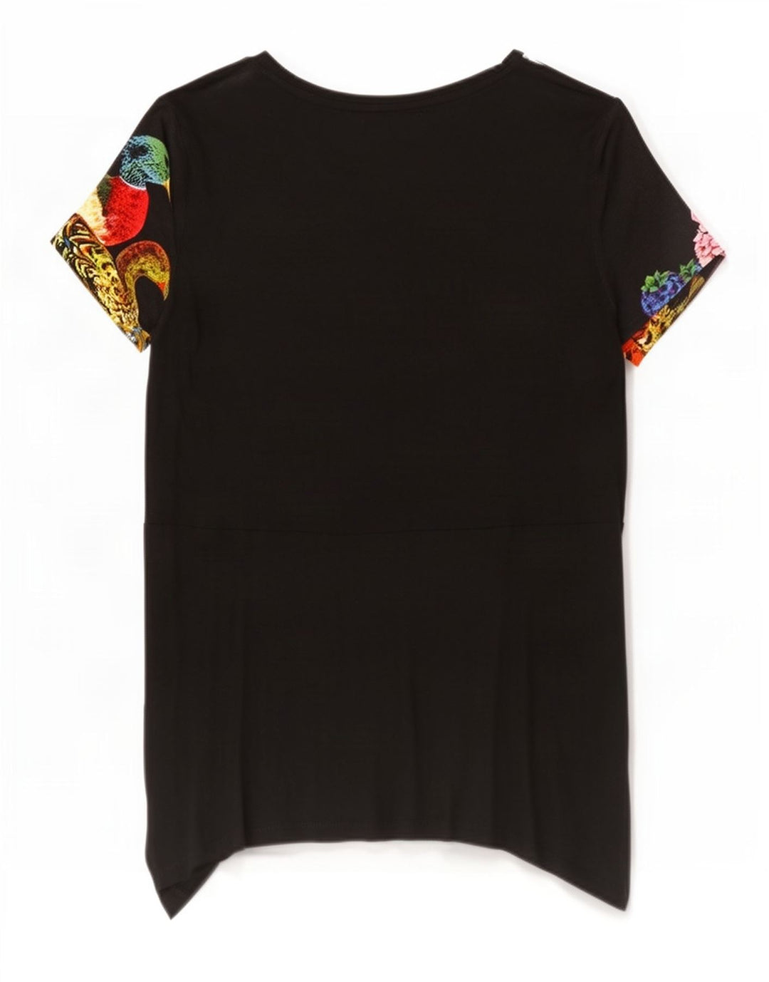 Desigual damski top z grafiką Peacocks UK 12, średni czarny w kwiaty