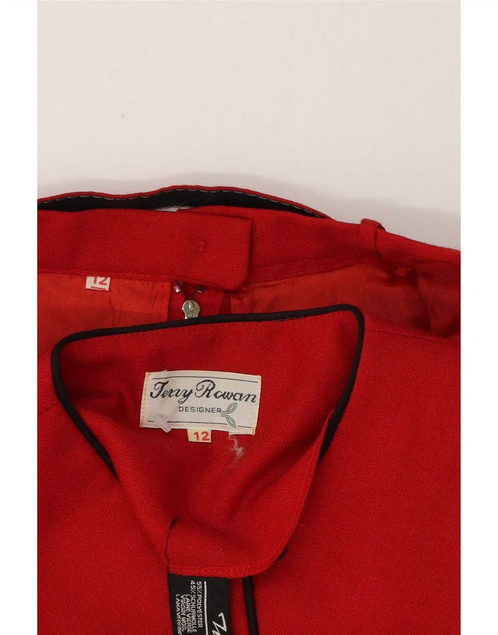 Vintage damski zestaw spódnic zapinanych na 5 guzików, UK 12 Medium W28, czerwony poliester