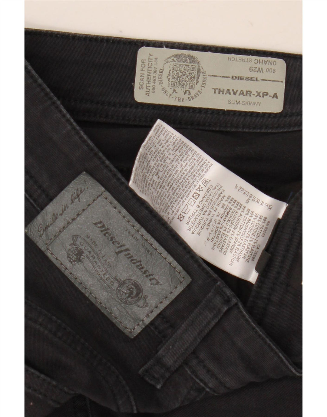 Diesel Damskie Thavar-XP-A Slim Skinny Jeans W29 L30 Czarna bawełna