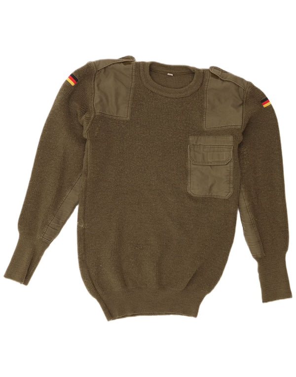 Vintage męski sweter wojskowy z okrągłym dekoltem IT 50 Medium Khaki Army