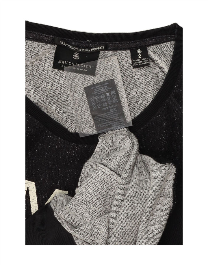 MAISON SCOTCH Womens Oversized Sweatshirt Jumper US 2 XS Black Flecked Vintage Maison Scotch and Second-Hand Maison Scotch from Messina Hembry 