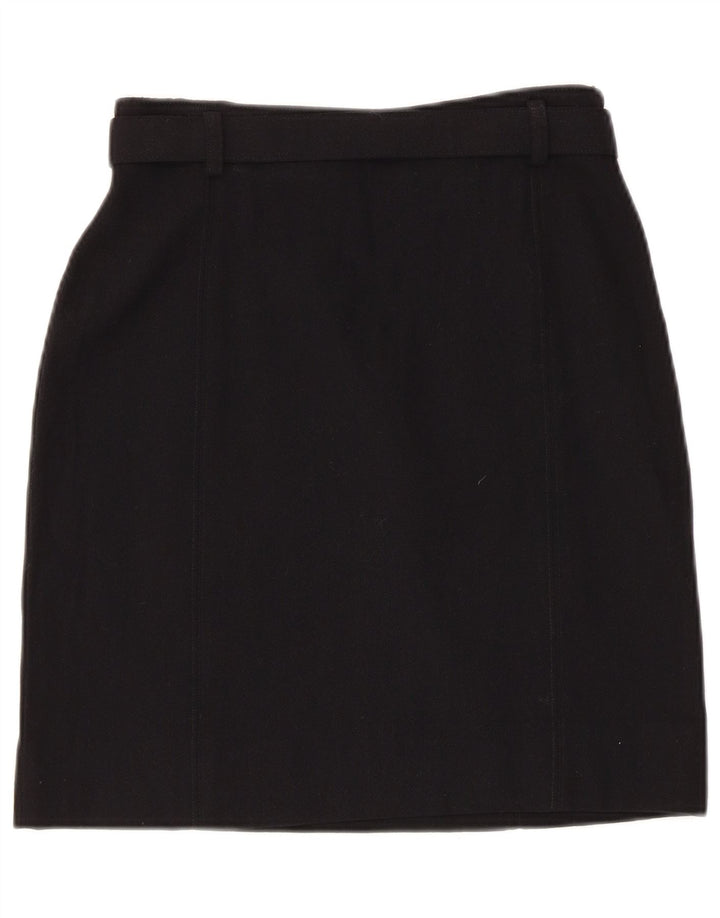 Prosta spódnica damska w stylu vintage IT 42 Medium W26 Czarna wełna