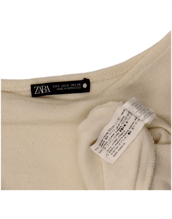 Damski oversize'owy asymetryczny top z długim rękawem Zara UK 10 Small Off White