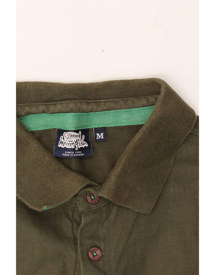 WEIRD FISH Mens Polo Shirt Medium Khaki Cotton Vintage Weird Fish and Second-Hand Weird Fish from Messina Hembry 