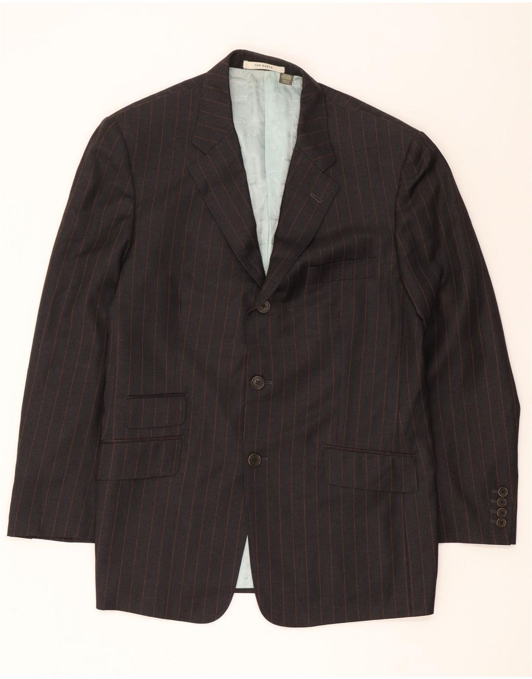 Ted Baker Męska marynarka zapinana na 3 guziki EU 42 XL, szara wełniana w paski