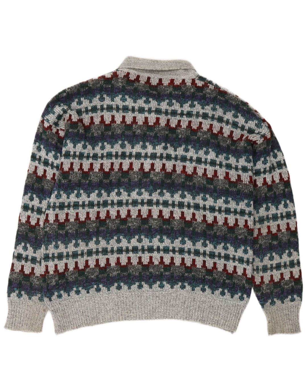 Męski sweter polo w stylu VINTAGE IT 48 Średni wielobarwny Fair Isle