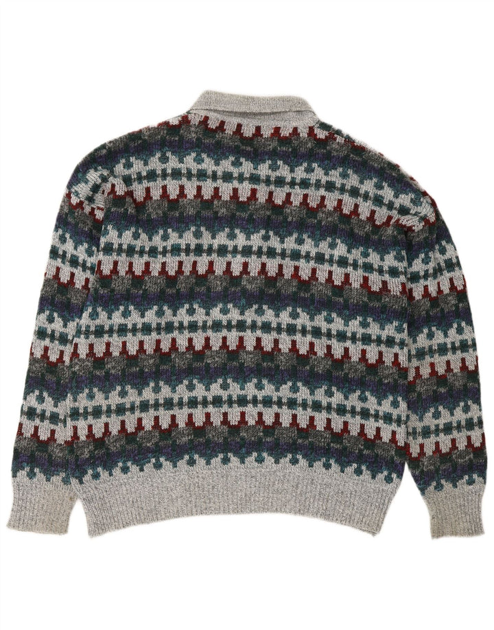 Męski sweter polo w stylu VINTAGE IT 48 Średni wielobarwny Fair Isle