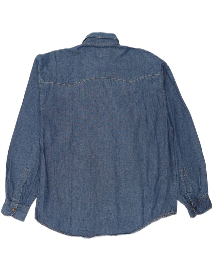 Męska koszula dżinsowa w stylu vintage, duża, niebieska, bawełniana