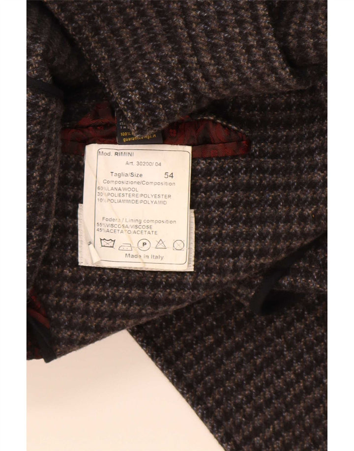 Vintage męski płaszcz w groch IT 54 XL, szara wełna w pepitkę