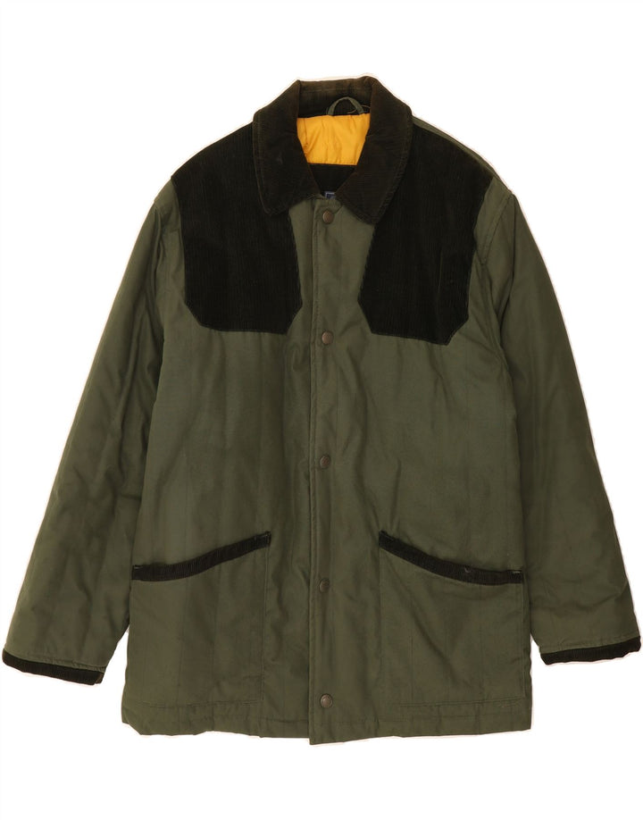 VINTAGE Mens Windbreaker Jacket UK 38 Medium Green Colourblock Polyester Vintage Vintage and Second-Hand Vintage from Messina Hembry 