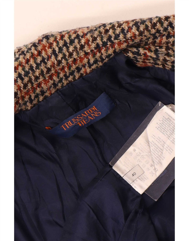 Płaszcz damski Trussardi Jeans IT 40 Mała wielokolorowa wełna w pepitkę