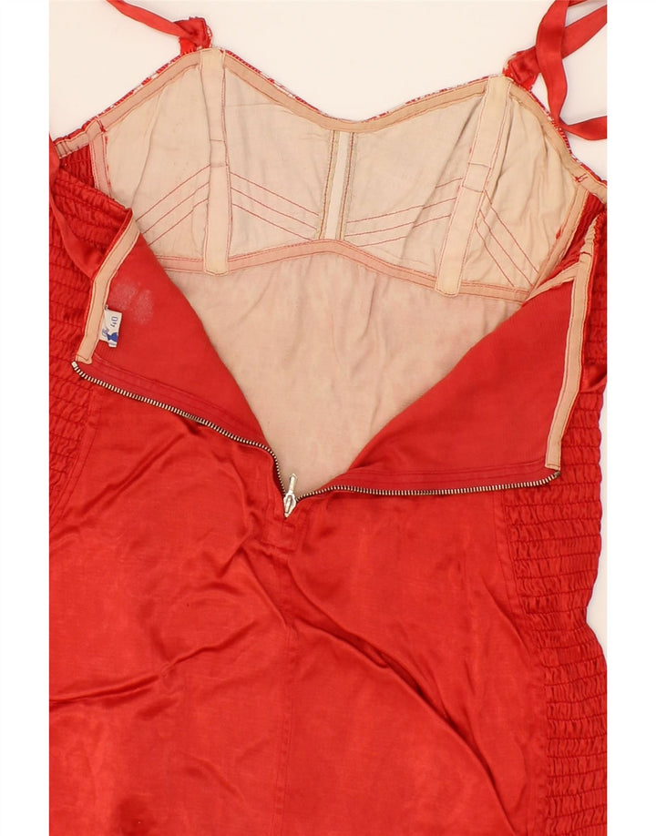 VINTAGE Womens Abstract Pattern Bodysuit IT 40 Small Red Vintage Vintage and Second-Hand Vintage from Messina Hembry 