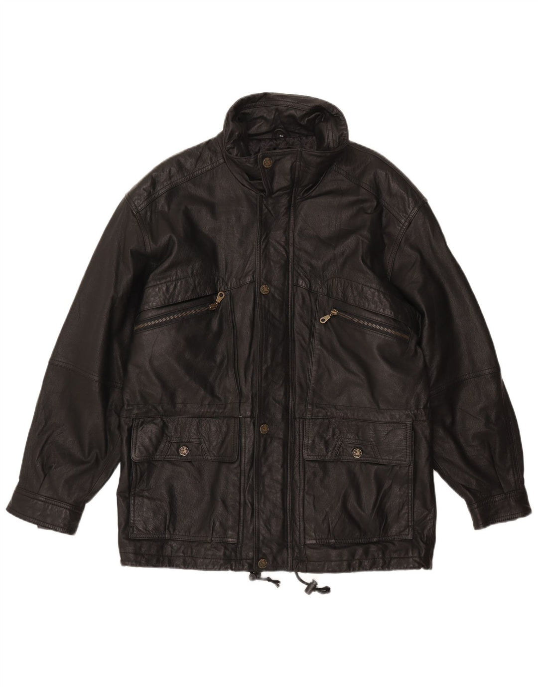 DON CAMILLO Męska kurtka skórzana IT 48 Średnia czarna skóra