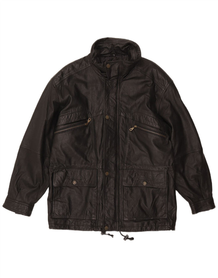 DON CAMILLO Męska kurtka skórzana IT 48 Średnia czarna skóra