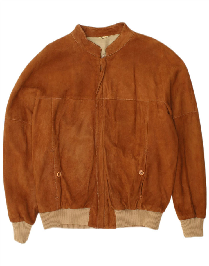 Vintage męska zamszowa kurtka bomber IT 52 XL brązowa skóra