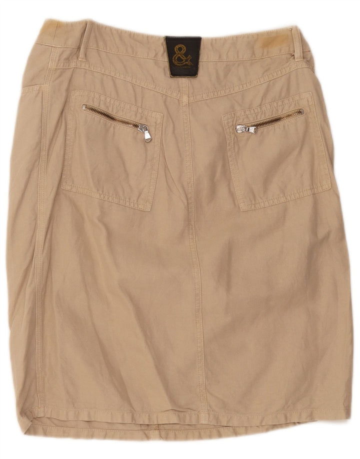 Dolce & Gabbana Damska prosta spódnica IT 44 Medium W34 Beżowa bawełna