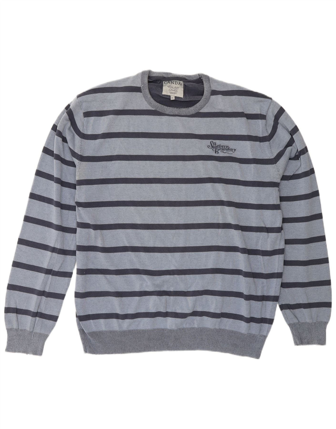 Męski sweter z okrągłym dekoltem Canda 2XL w niebieskie paski