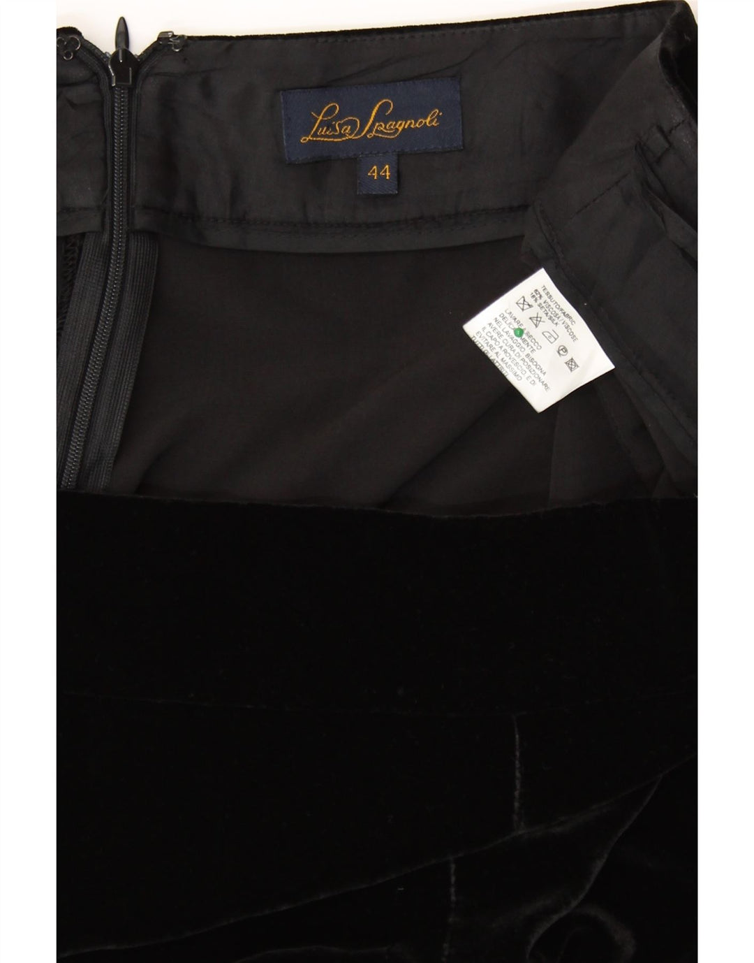 LUISA SPAGNOLI Damskie aksamitne spodnie codzienne IT 44 Medium W34 L31 Czarne