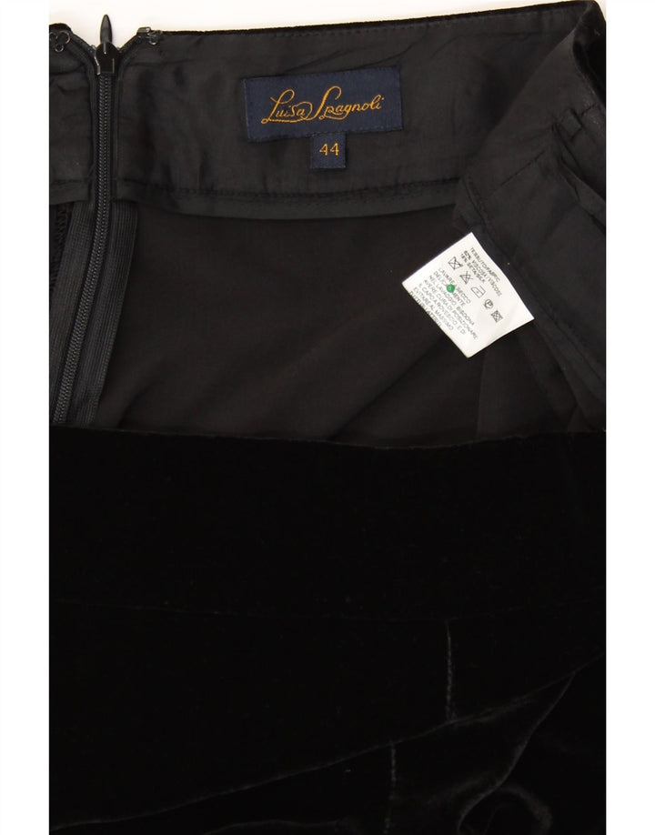 LUISA SPAGNOLI Damskie aksamitne spodnie codzienne IT 44 Medium W34 L31 Czarne