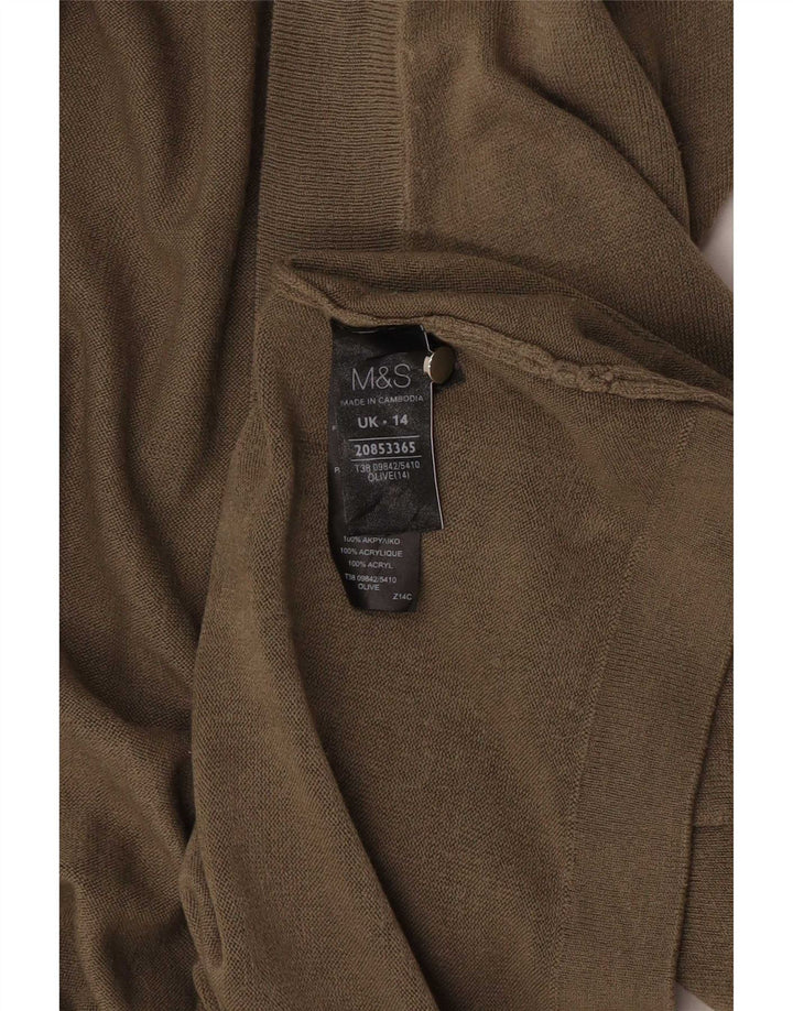 Marks & Spencer Damski sweter rozpinany o przedłużonym fasonie, UK 14, średni khaki