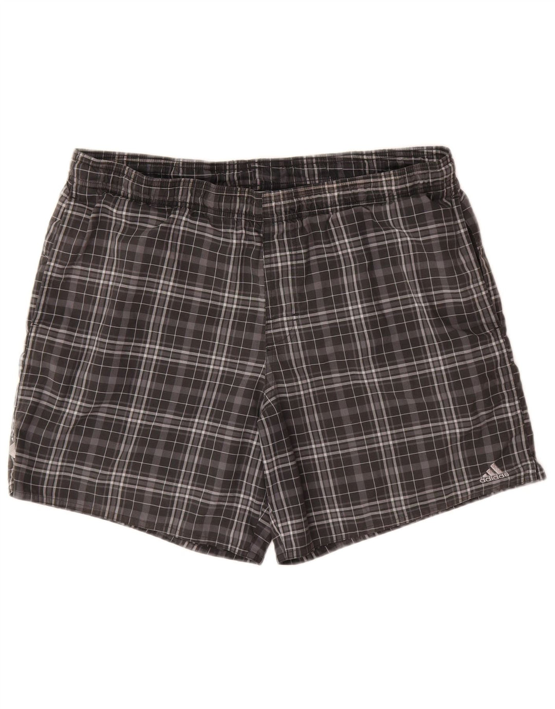 Męskie spodenki kąpielowe Adidas, średnioszare, poliestrowe w kratkę