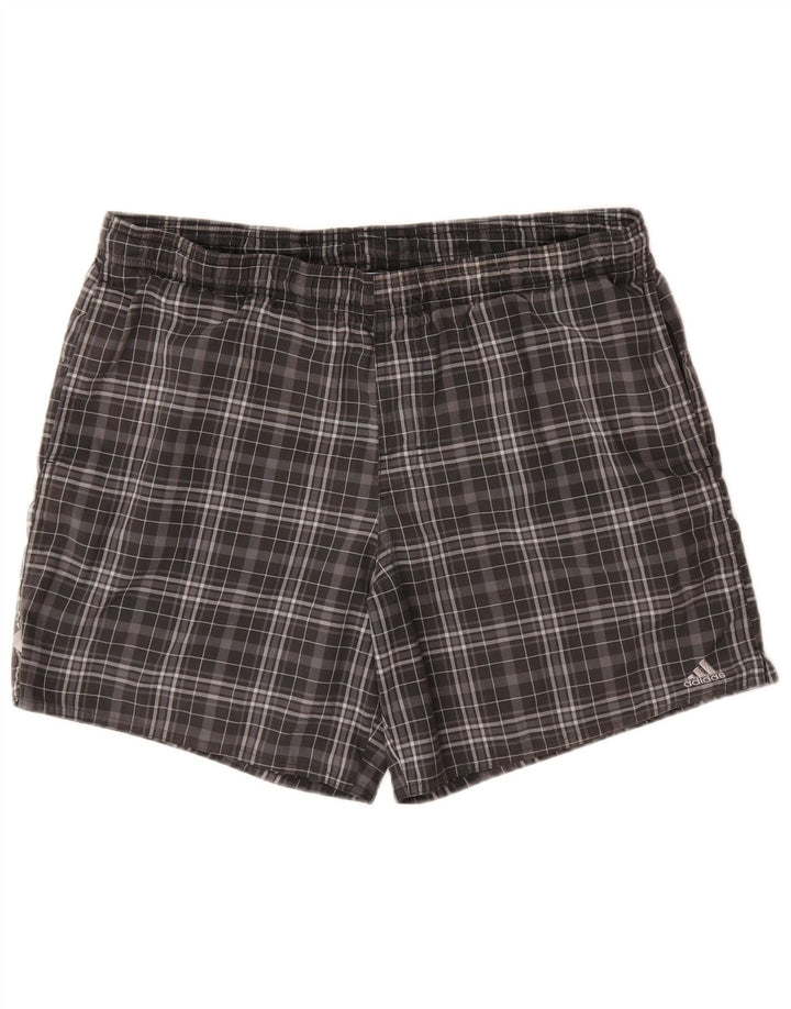 Męskie spodenki kąpielowe Adidas, średnioszare, poliestrowe w kratkę