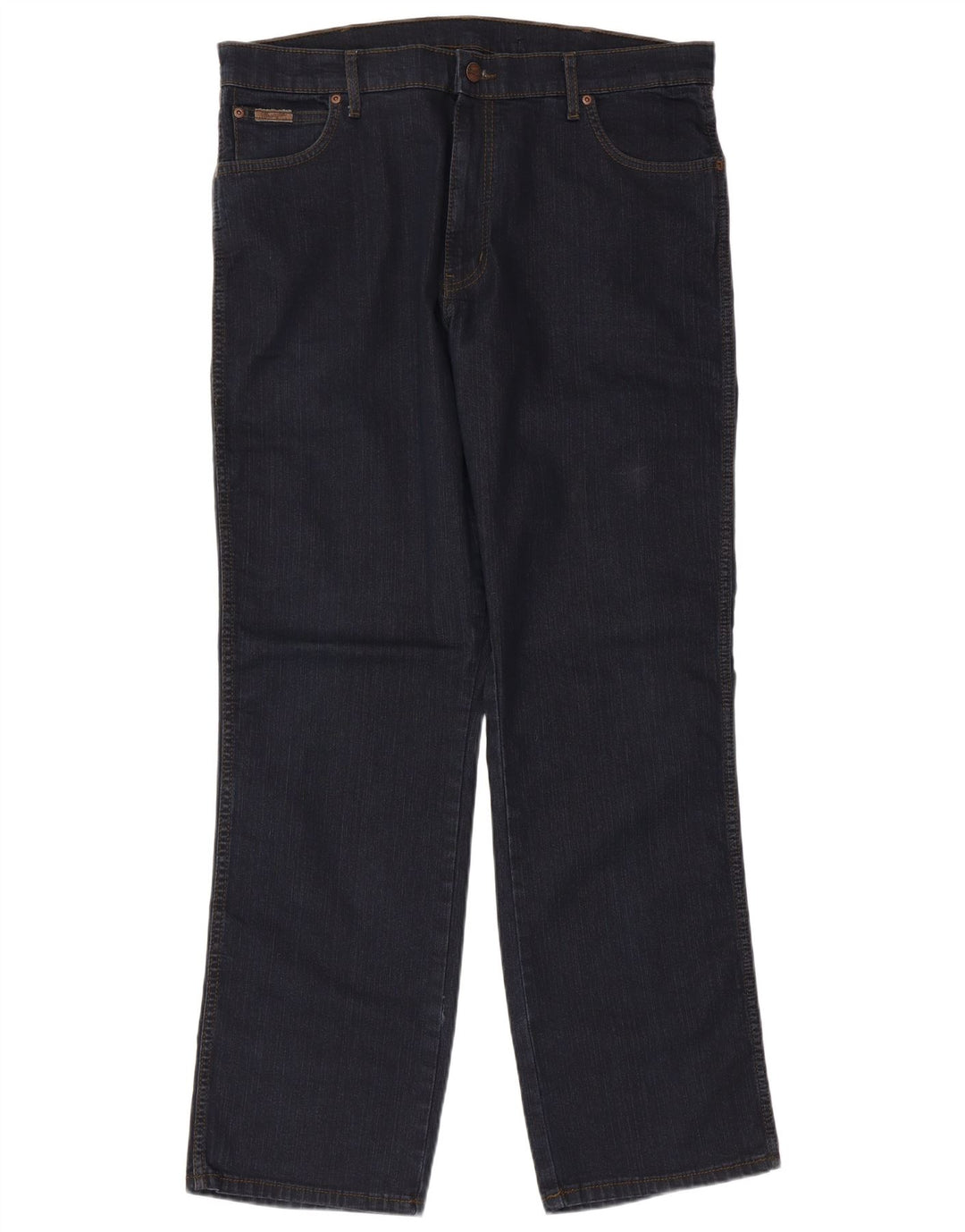 Męskie proste jeansy WRANGLER W38 L32, granatowe, bawełniane