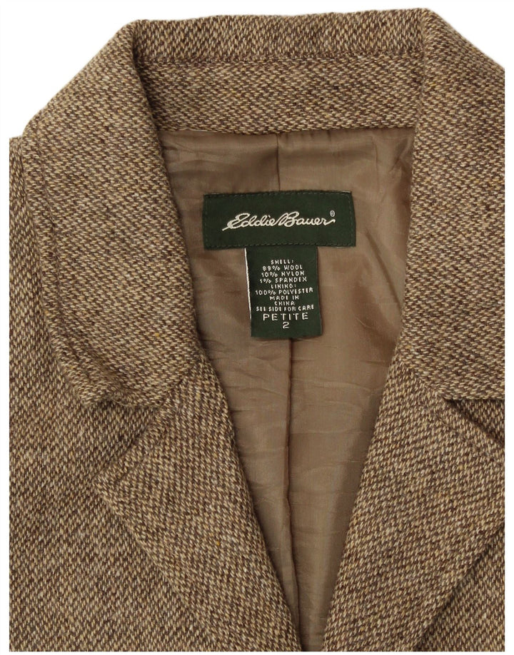 EDDIE BAUER Damska marynarka Petite zapinana na 3 guziki US 2 XS, beżowa, nakrapiana